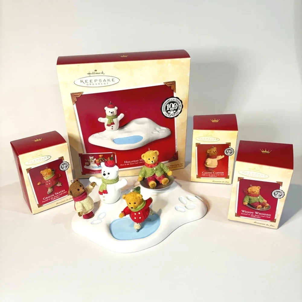 Hallmark Keepsake Snow Cub Club Ornament Set Hollyday Hill Gracie Wendy Calvin